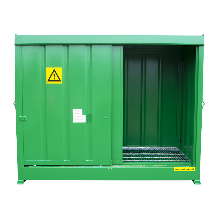 Steel Bunded Drum Storage Unit - Dual Purpose 8 Drum - 2 IBC Store