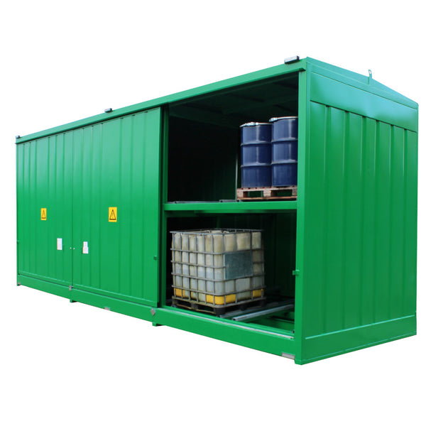 Steel Bunded Drum Storage Unit - Dual Purpose 96 Drum - 24 IBC Store