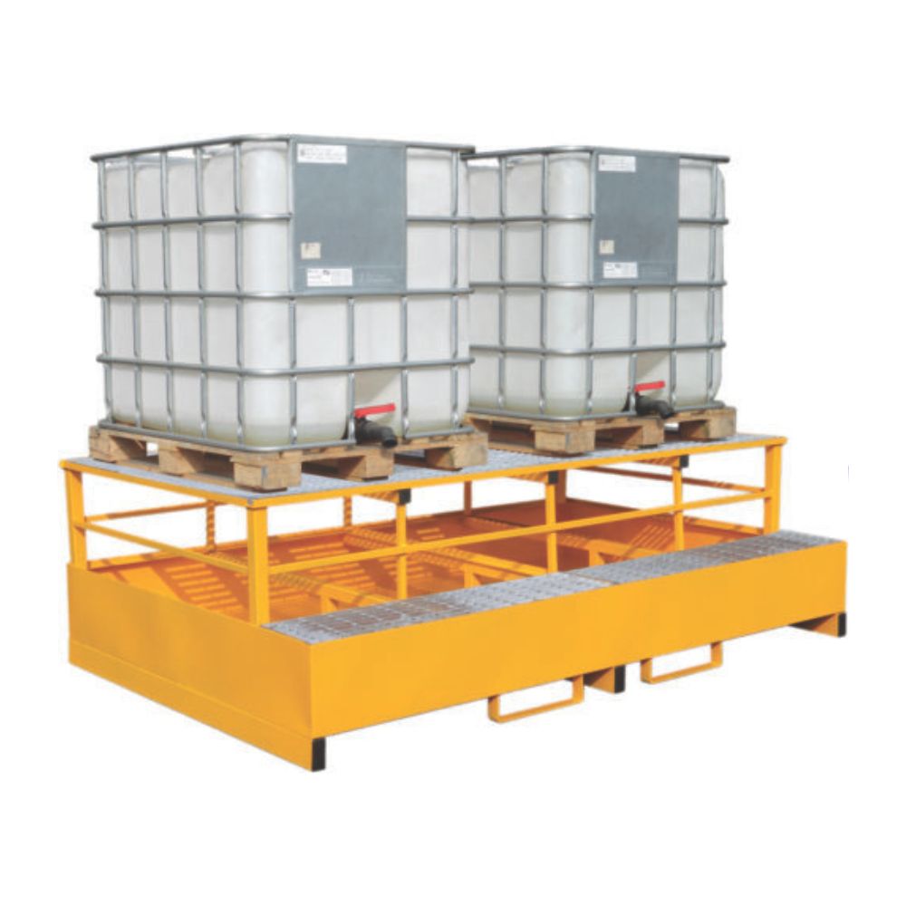 Twin IBC Spill Pallet with Dispensing Frame