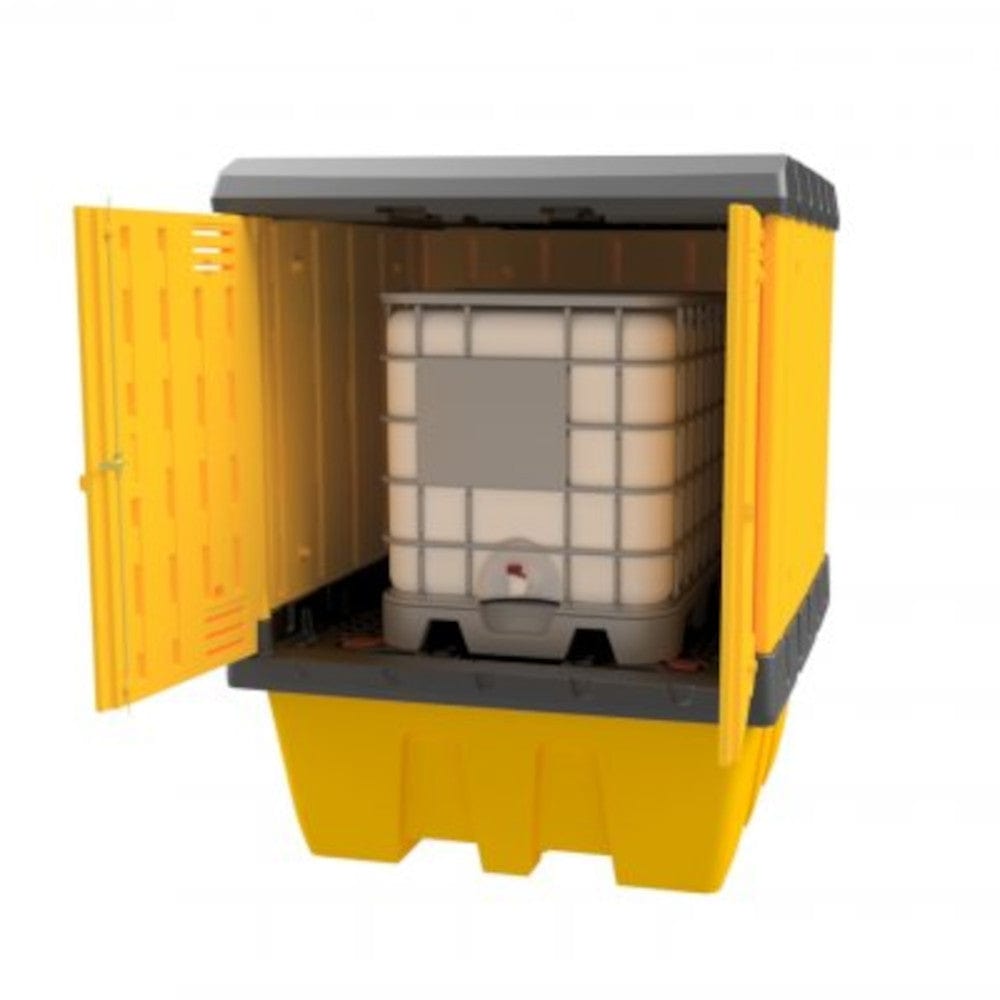 IBC Spill Pallet with Hard Secure Cover -1100 Litre Sump - Jonesco HC1-YE-YE