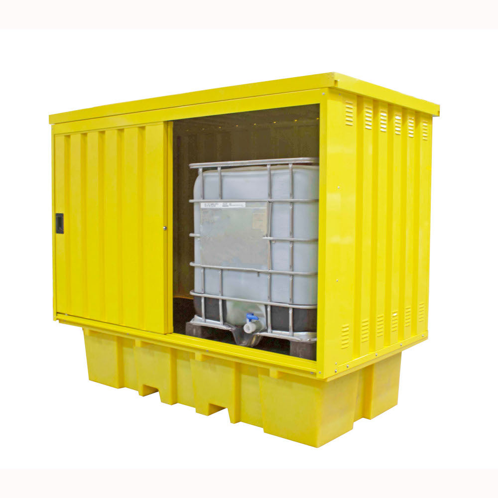 Steel Covered Lockable Double IBC Spill Pallet Bund - Romold BB2HCS