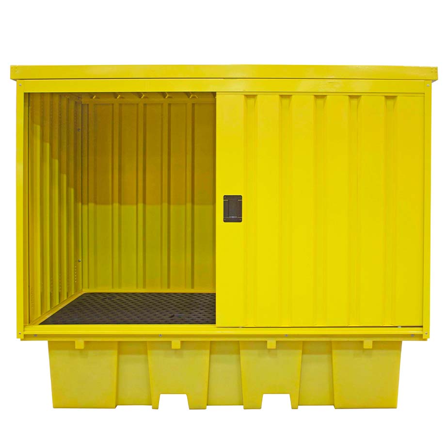 Steel Covered Lockable 8 Drum Spill Pallet Bund - Romold BB2HCS