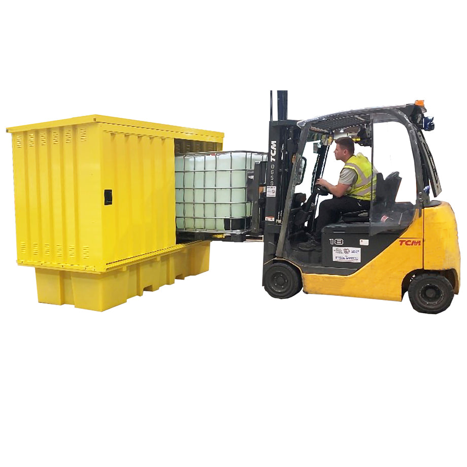 Steel Covered Lockable Double IBC Spill Pallet Bund - Romold BB2HCS
