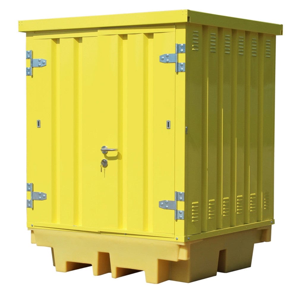 Steel Covered Lockable 4 Drum Spill Pallet Bund - Romold BP4HCS