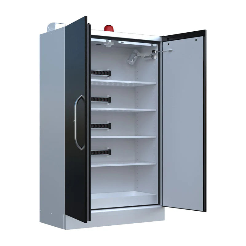 LithiumVault Two-Door Charging Cabinet | Fireproof Lithium-Ion Battery Storage & Charging Solution