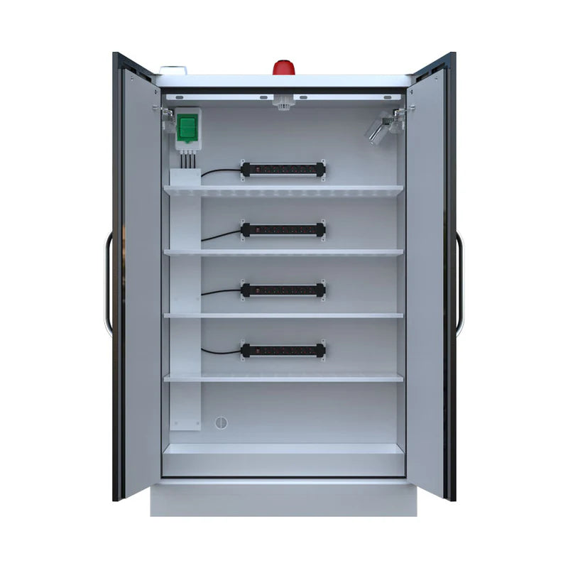 LithiumVault Two-Door Charging Cabinet | Fireproof Lithium-Ion Battery Storage & Charging Solution