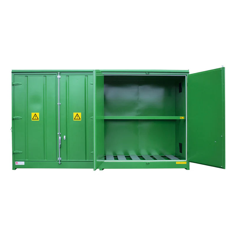 Fire Rated Steel Bunded Drum Storage Unit - Dual Purpose 8 IBC or 32 Drum Store