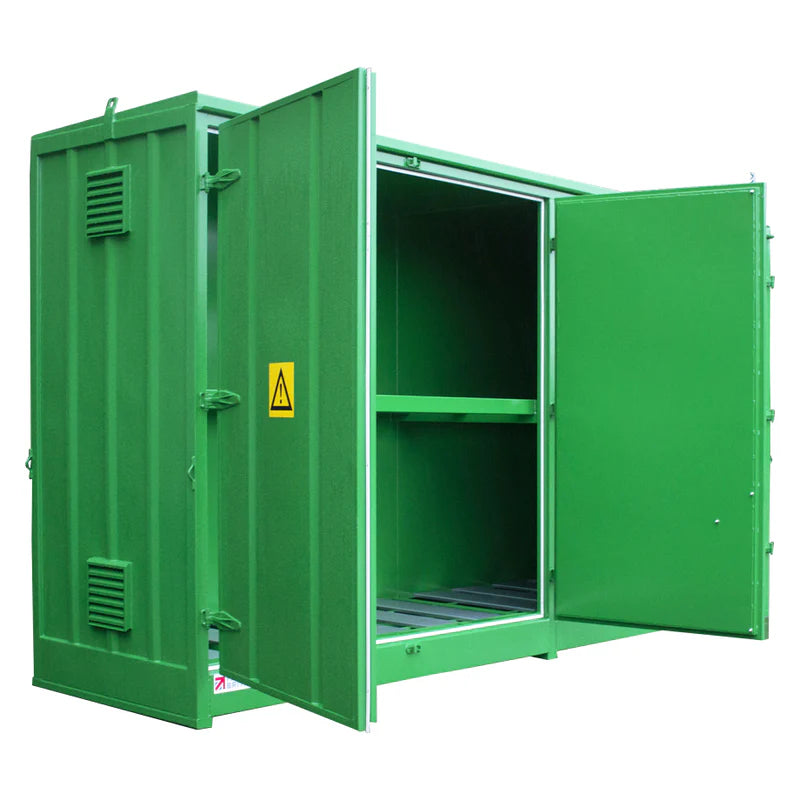 Fire Rated Steel Bunded Drum Storage Unit - Dual Purpose 8 IBC or 32 Drum Store