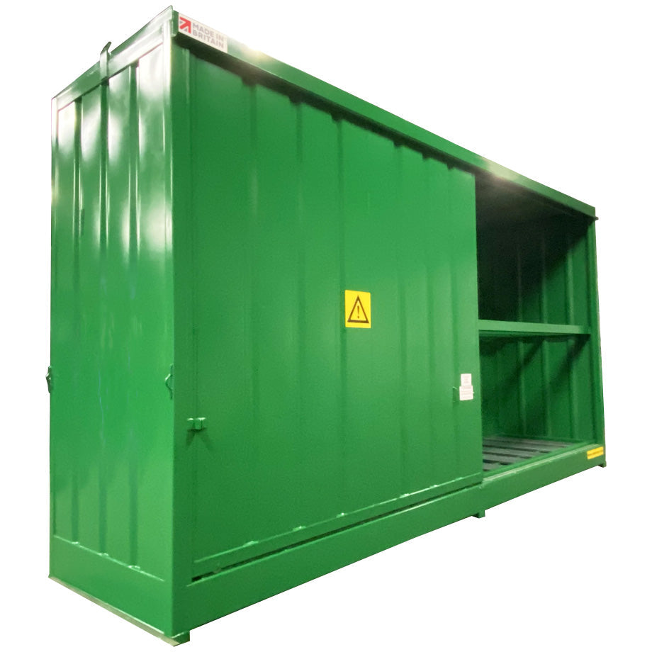 Steel Bunded Drum Storage Unit - Dual Purpose 32 Drum - 8 IBC Store