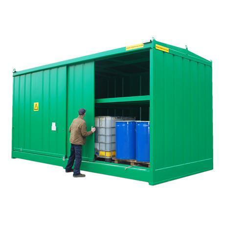 Steel Bunded Drum Storage Unit - Dual Purpose 64 Drum Store - 16 IBC