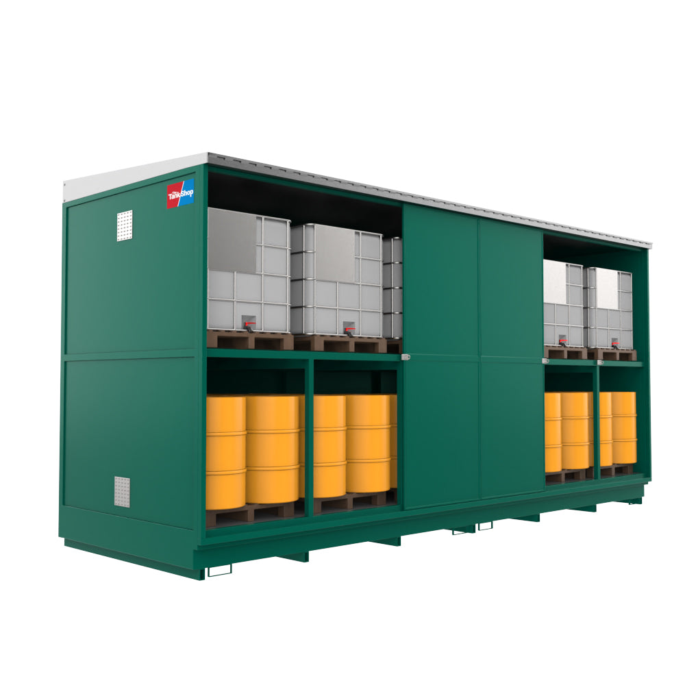 48 Drum & 12 IBC Dual Purpose Bunded Secure Storage Unit