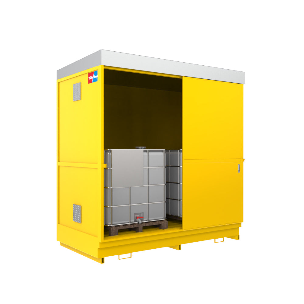 8 Drum & 2 IBC Dual Purpose Steel Bunded Secure Storage Unit