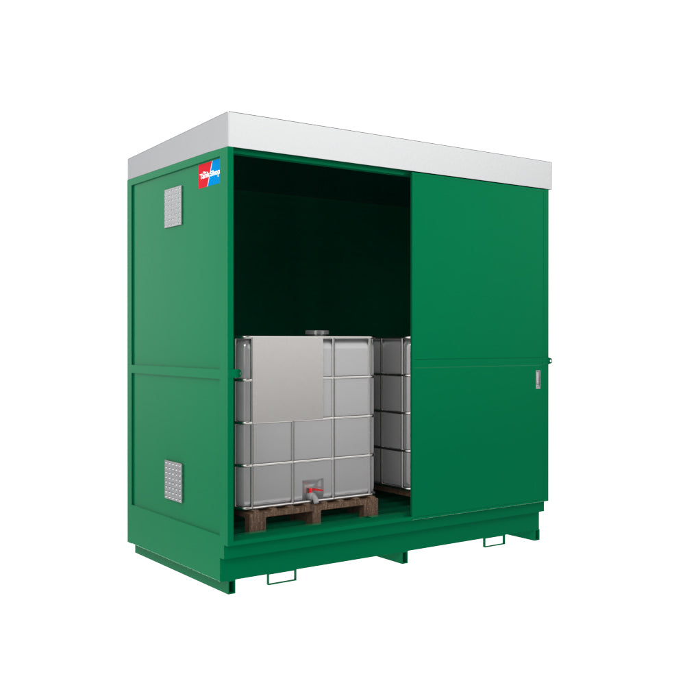 8 Drum & 2 IBC Dual Purpose Steel Bunded Secure Storage Unit