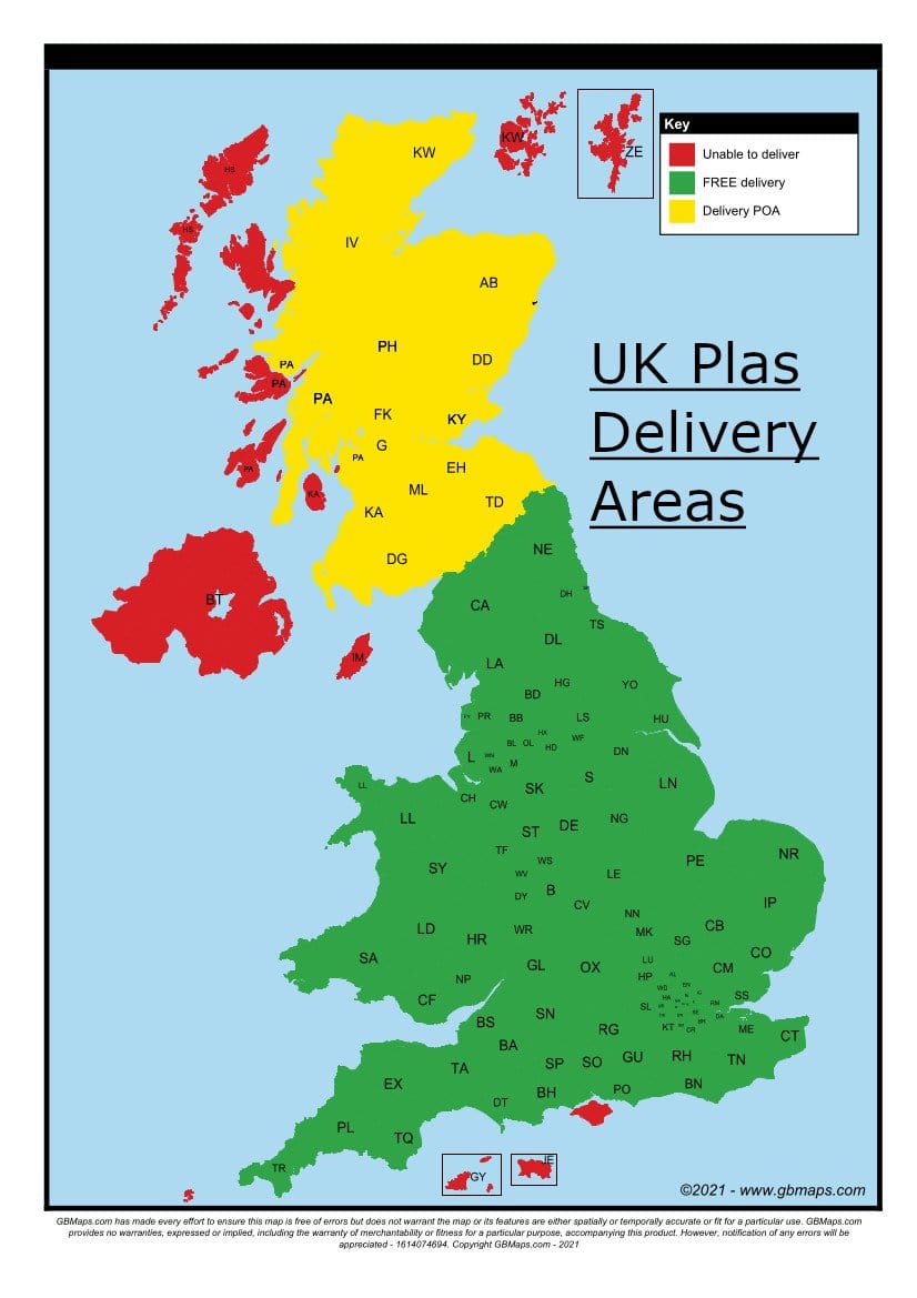 2000 Litre Slimline Water Tank Delivery Map