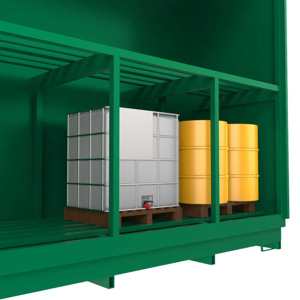 24 Drum & 6 IBC Dual Purpose Bunded Secure Storage Unit