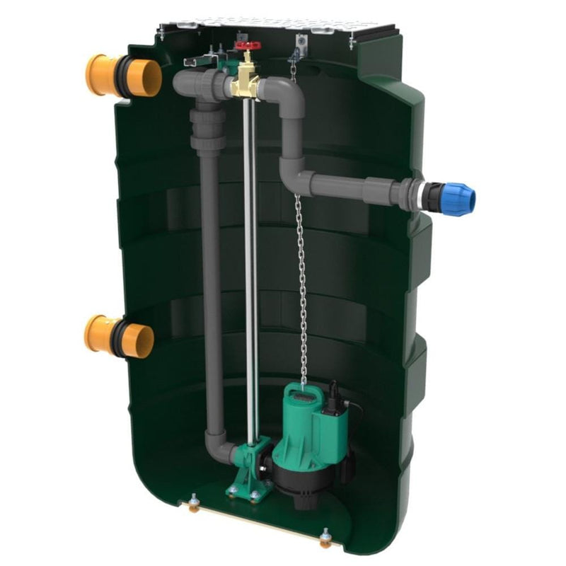 Harlequin 1100PSV1 Single Pump Sewage Pump Station - Grinder Pump