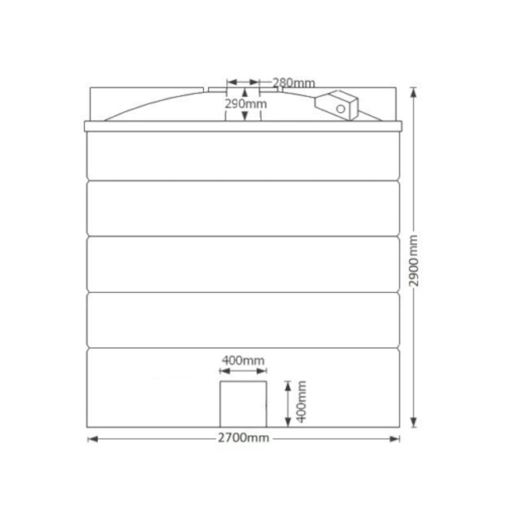 15000 Litre Drinking Water Tank Technical Drawing