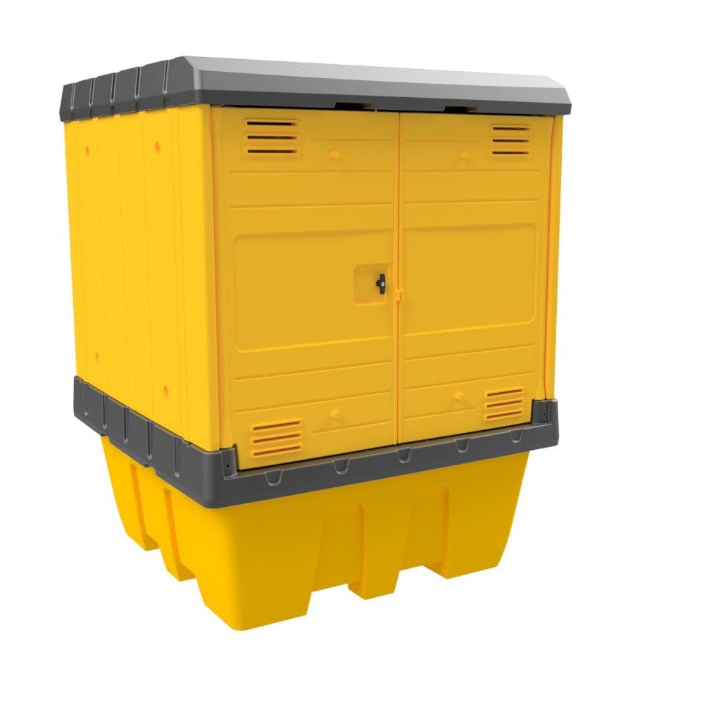 IBC Spill Pallet with Hard Secure Cover -1100 Litre Sump - Jonesco HC1-YE-YE