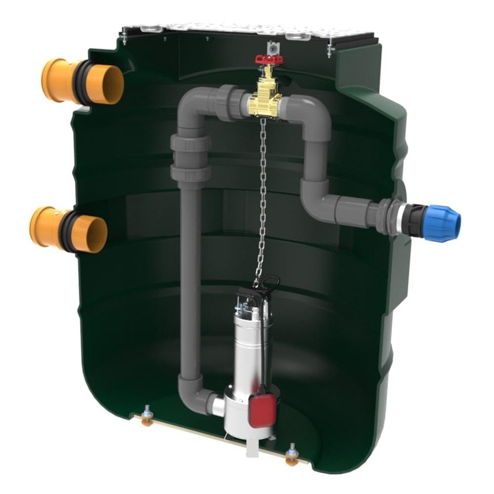 800PSE1 Harlequin 800 Litre Effluent Pump Station - Single Pump - Cut Away