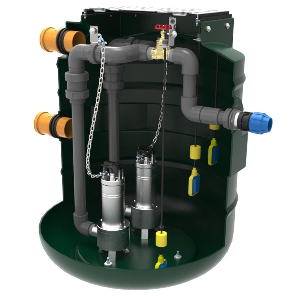Harlequin 800PSV2 Twin Pump Sewage Pump Station - Cut Away