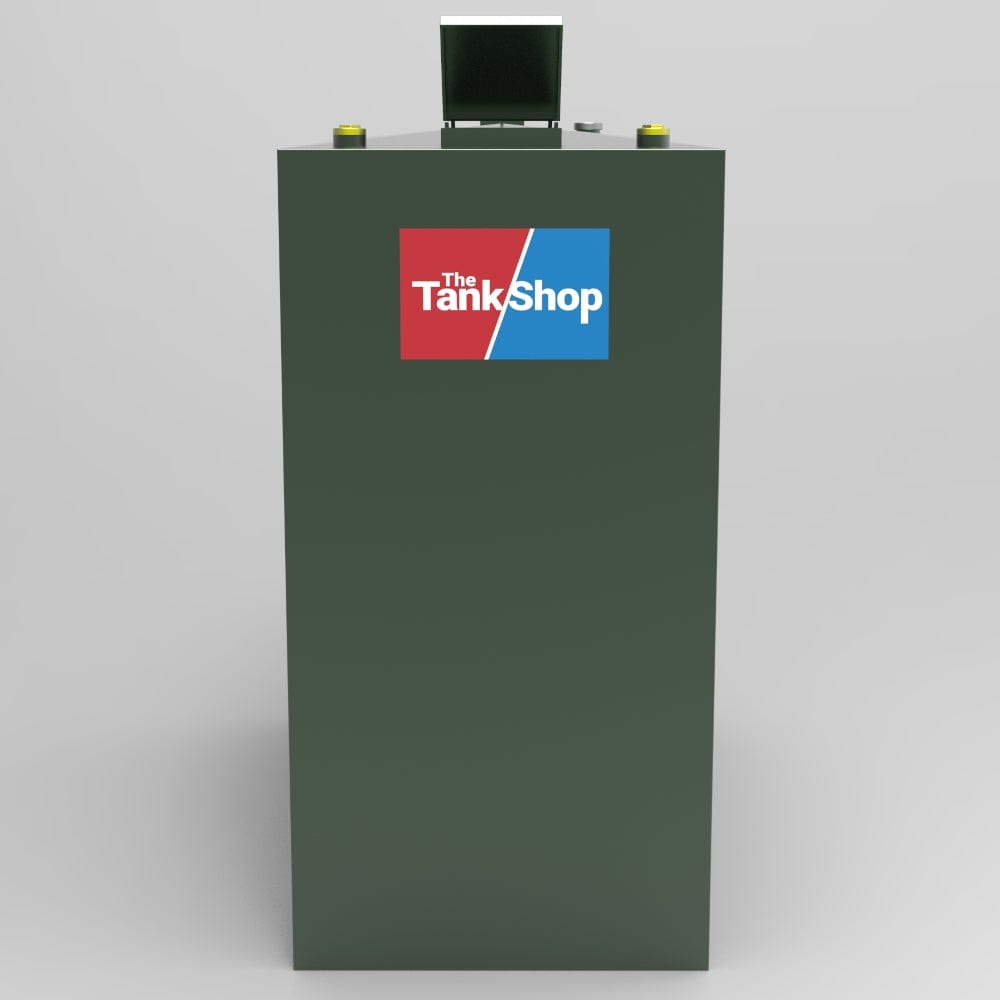 900 Litre Steel BundeD Waste Oil Tank by The Tank Shop End View