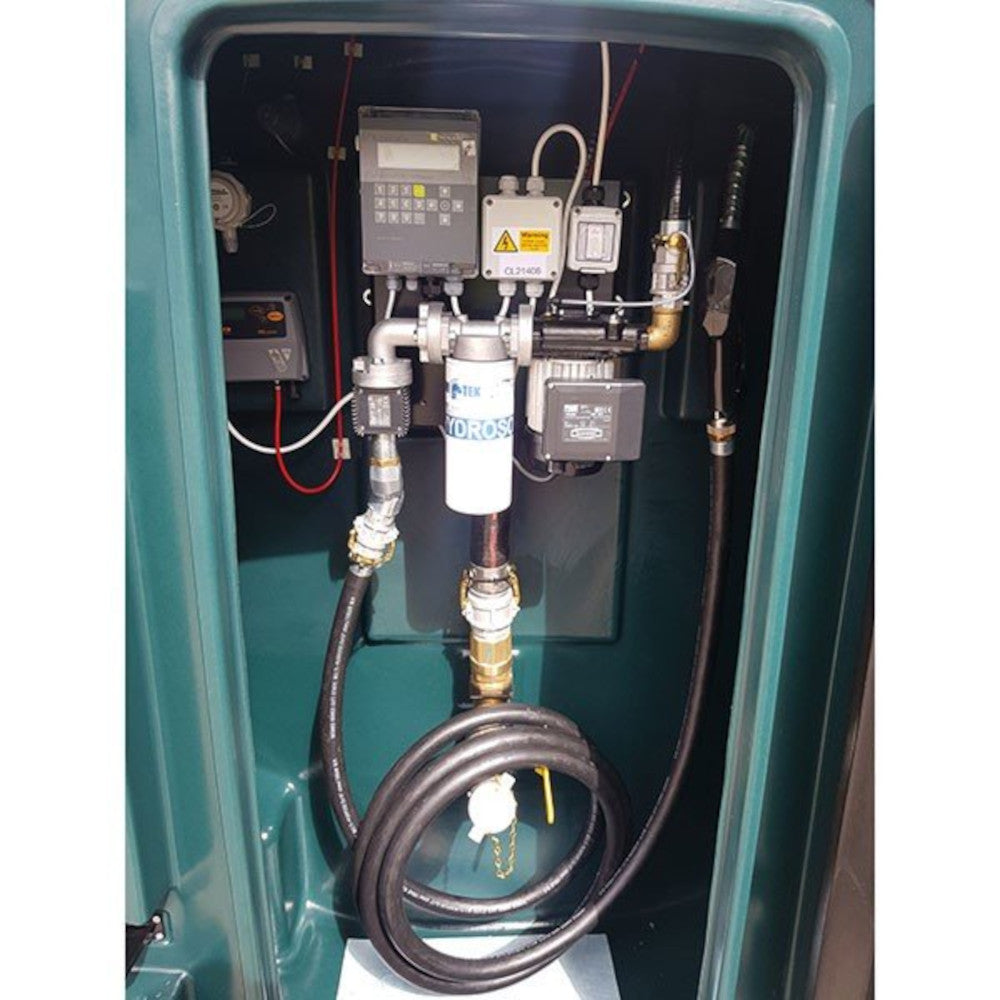 Harlequin 9000 litre plastic bunded diesel dispenser tank open cabinet