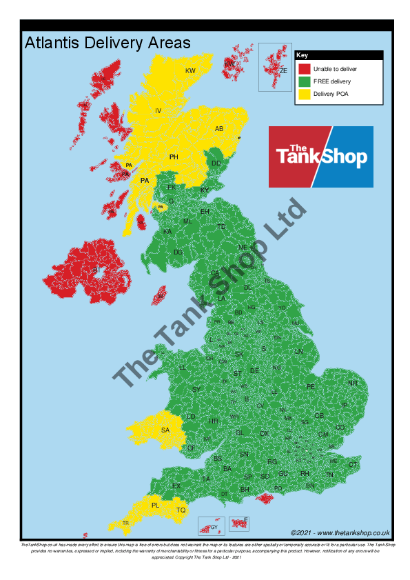 Atlantis Tanks Delivery Map