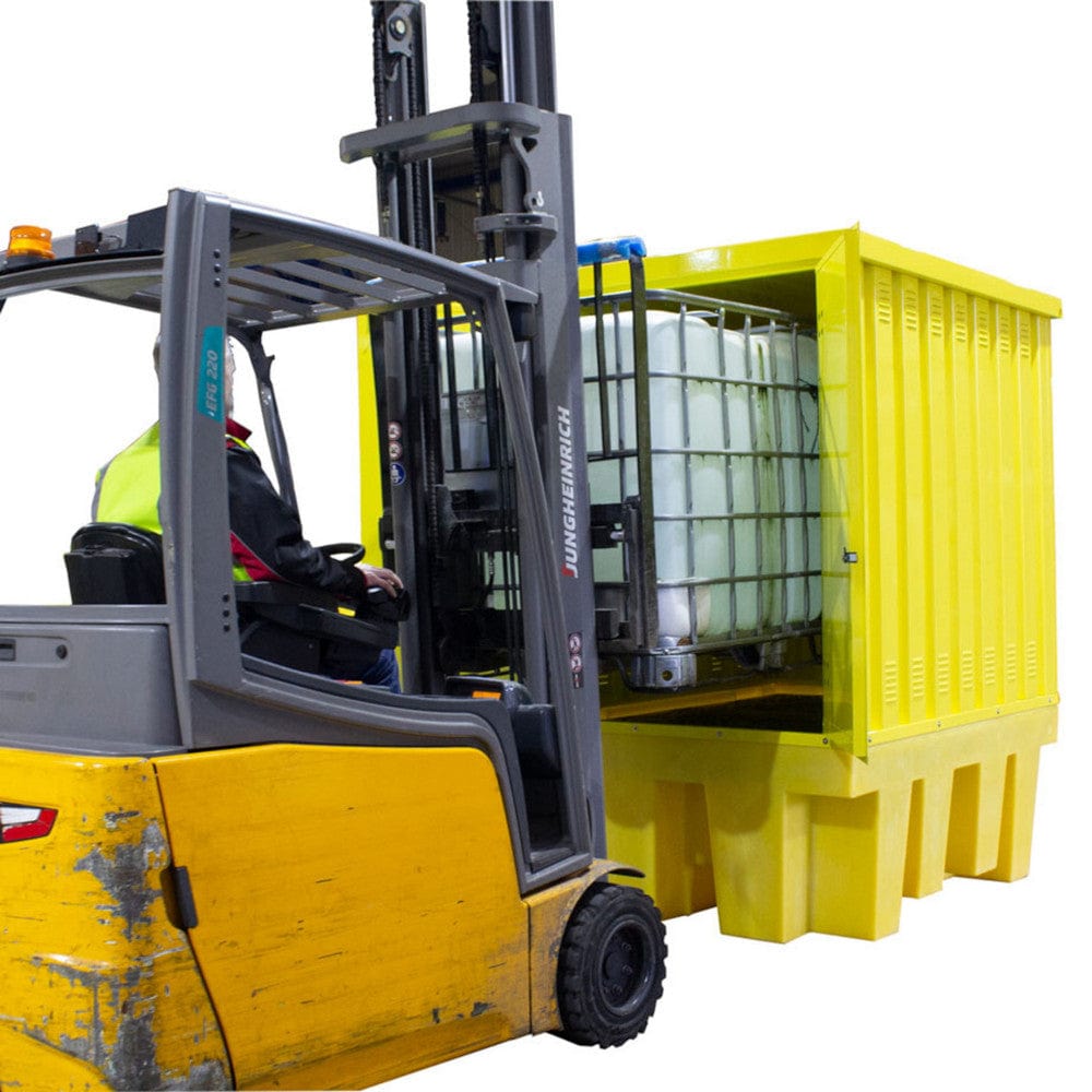 Steel Covered Lockable Single IBC Spill Pallet Bund - Romold BB1HCS
