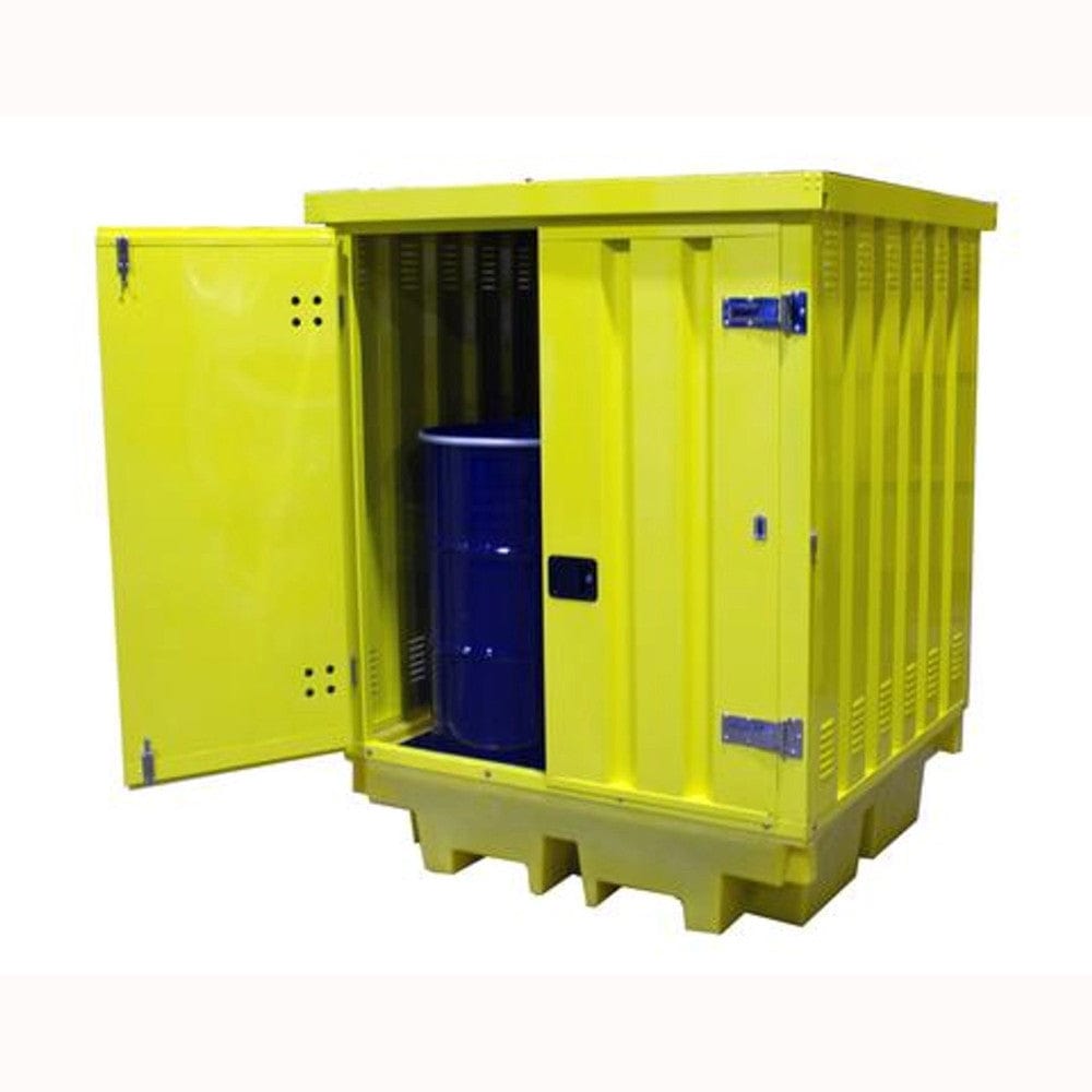 Steel Covered Lockable 4 Drum Spill Pallet Bund - Romold BP4HCS