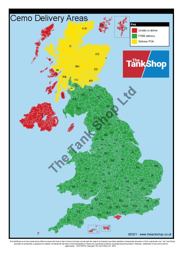 Cemo 7536 - 400 Litre Diesel Tank Delivery Map