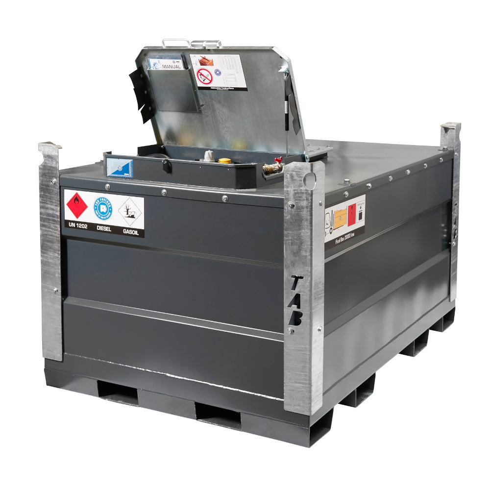 Atlantis 3000 Litre Transportable Steel Bunded Diesel Tank Open Lid